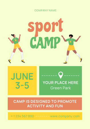 Bright Announcement of Opening of Sports Camp Poster 28x40in Design Template