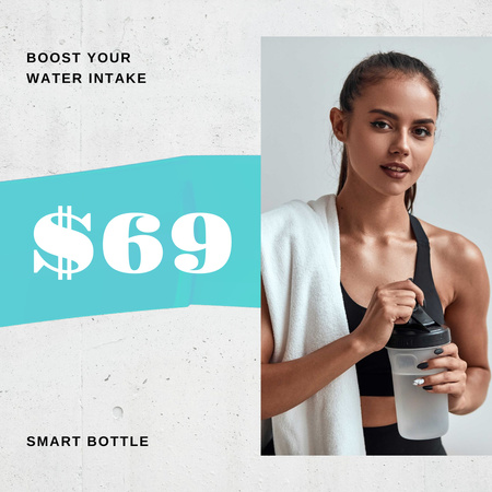 Sportive Woman holding Water Bottle Instagram Design Template
