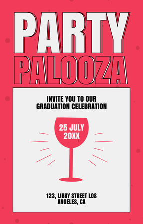 Template di design Annuncio di celebrazione della laurea con vetro rosso Invitation 4.6x7.2in