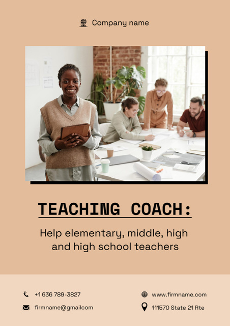 Tutoring and Coaching Services Offer on Beige Poster A3 Design Template