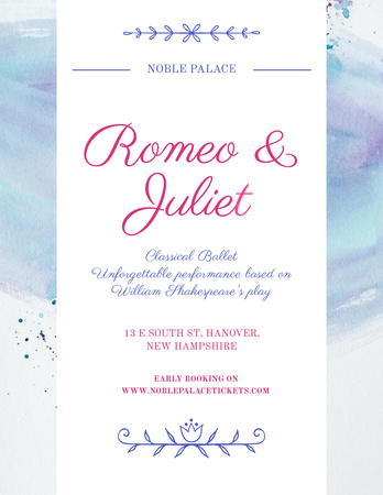 Romeo and Juliet ballet performance announcement Poster 8.5x11in Design Template