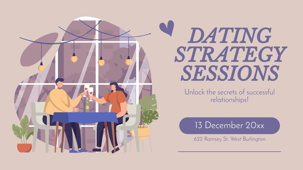 Plantilla de diseño de Ad of Dating Strategy Sessions FB event cover 