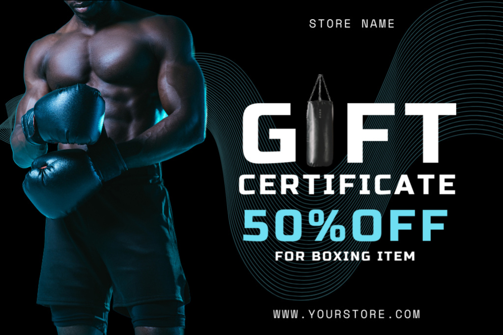 Discount Voucher for Boxing Item Gift Certificate Tasarım Şablonu