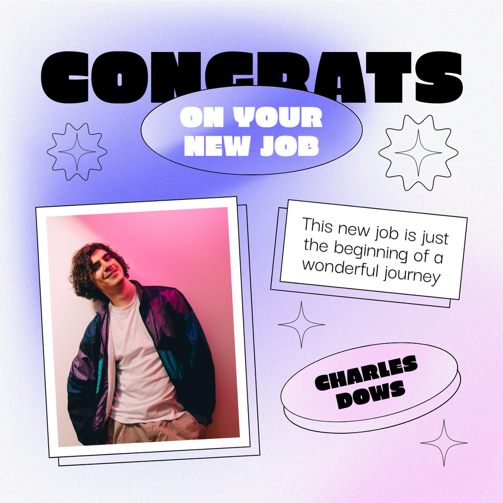 Plantilla de diseño de Congrats on Your New Job on Blue Gradient LinkedIn post 