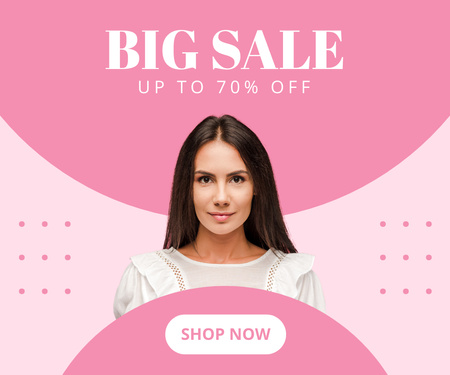 Platilla de diseño Big Sale with Pretty Woman Large Rectangle