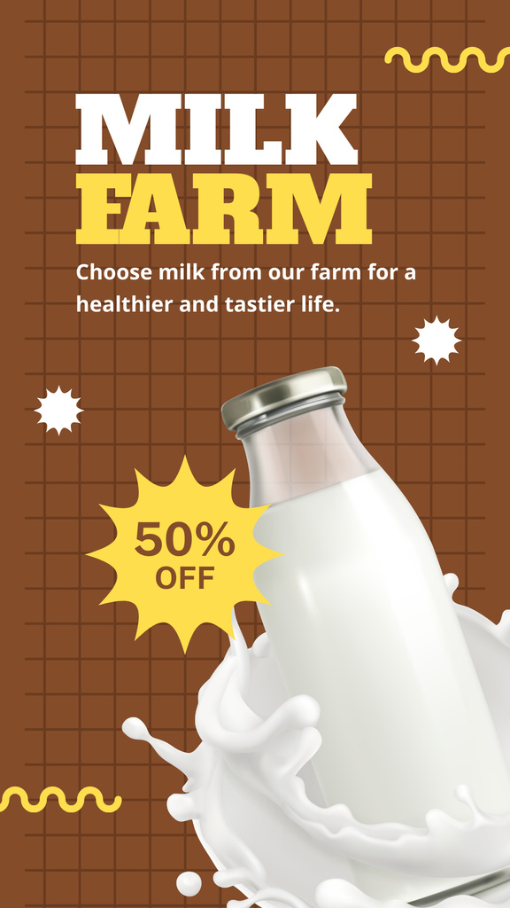 Designvorlage Offer Discounts on Farm Milk in Bottle für Instagram Story