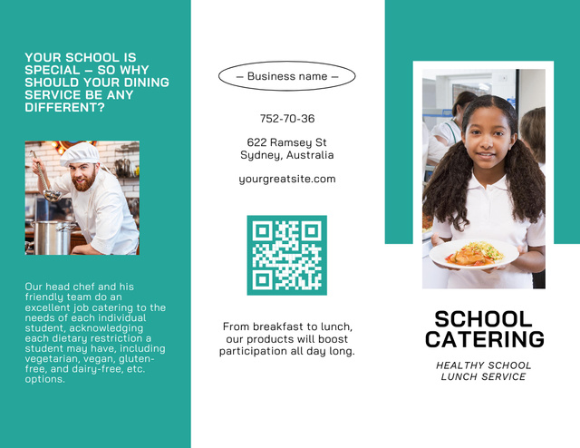 Platilla de diseño School Food Ad with Schoolgirl in Canteen Brochure 8.5x11in