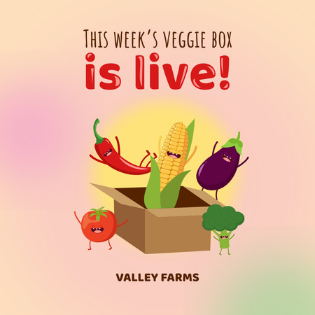 Funny Vegetable Characters in Box Instagram Design Template