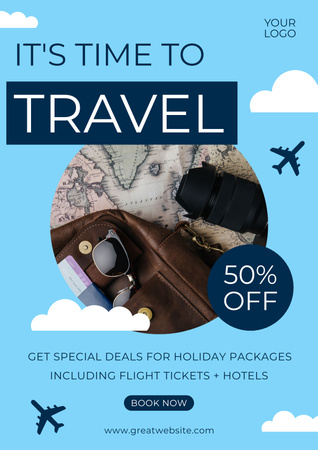 Travel Agency's Best Deal on Blue Poster Πρότυπο σχεδίασης