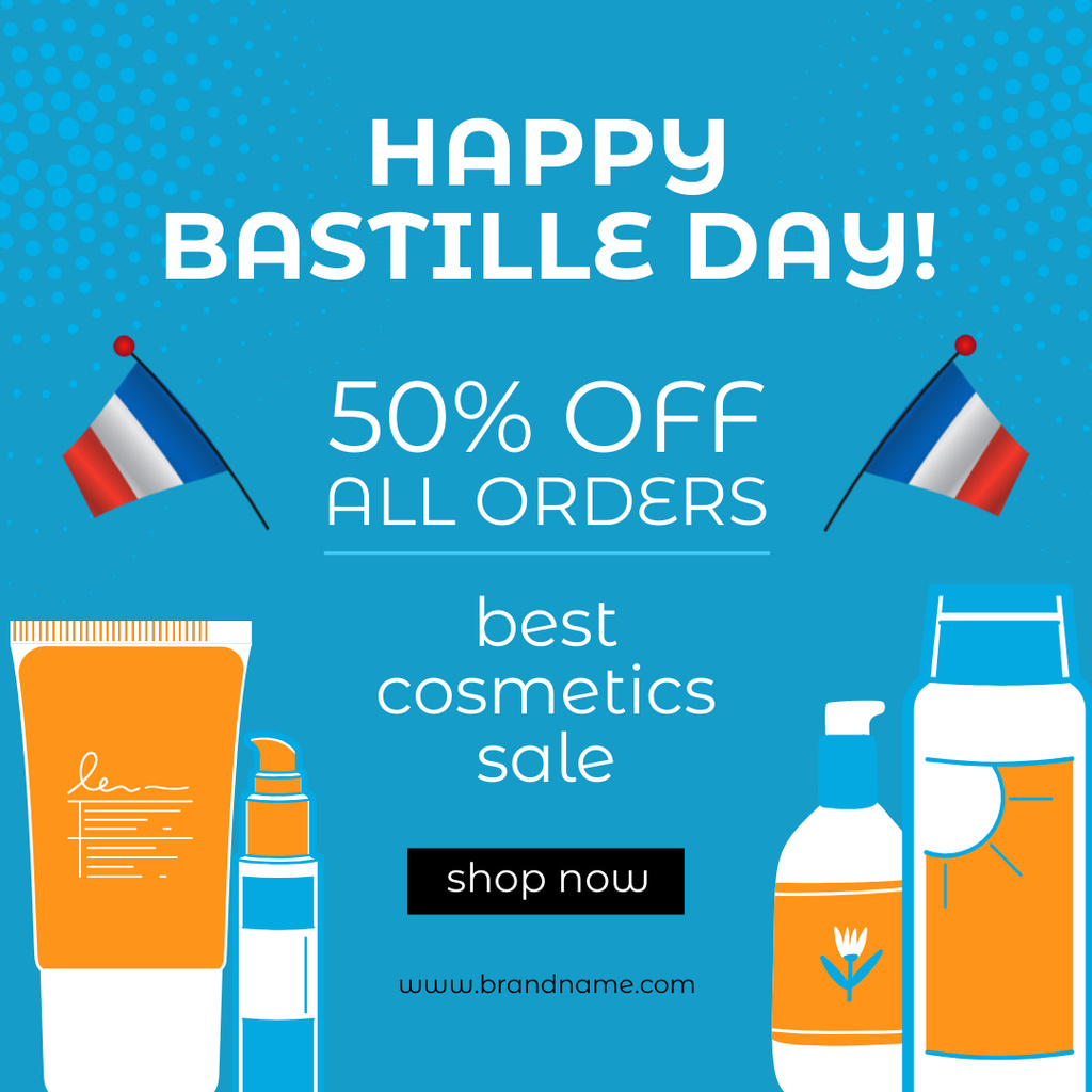 Designvorlage Happy Bastille Day sale,instagram post design für Instagram