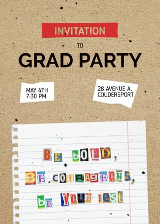 Graduation Party Announcement with School Notebook Sheet Invitation Design Template
