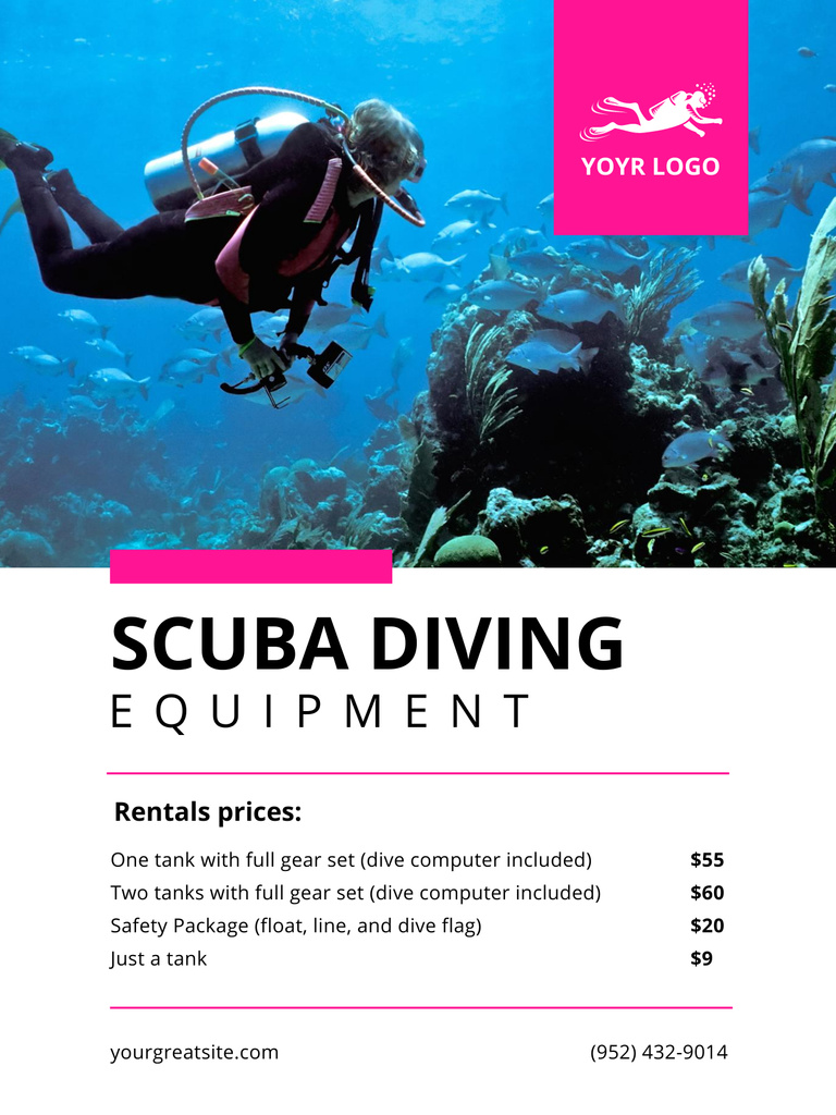 Scuba Diving Equipment Offer Poster US Tasarım Şablonu
