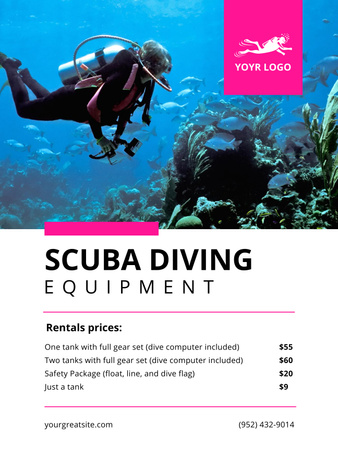 Scuba Diving Equipment Offer Poster US Design Template