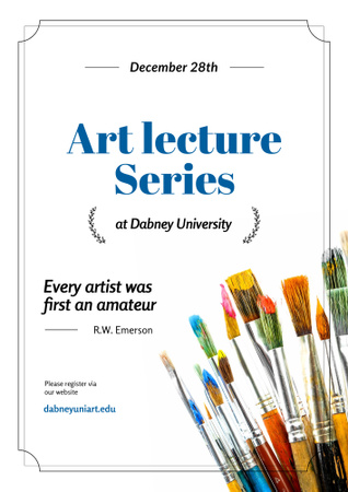 Art Lecture Series Brushes and Palette in Blue Poster B2 Design Template