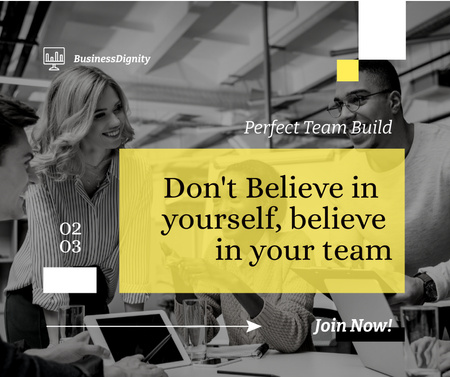 Phrase about Teamwork with Colleagues in Office Facebook Design Template