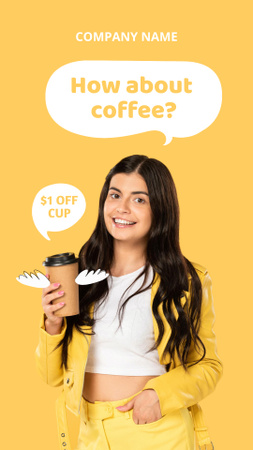 Beautiful Woman Holding Takeaway Coffee Cup TikTok Video – шаблон для дизайну