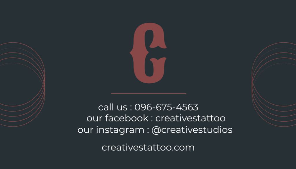 Creative Tattoo Studio Service Offer with Emblem Business Card US tervezősablon