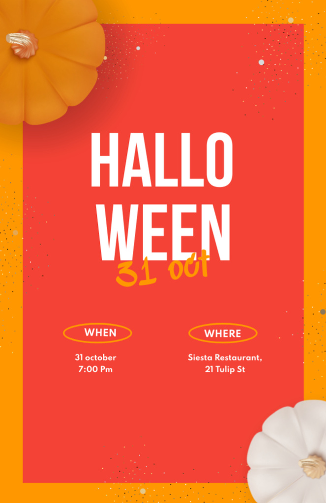 Halloween Celebration Announcement With Pumpkins Frame Invitation 5.5x8.5in Design Template