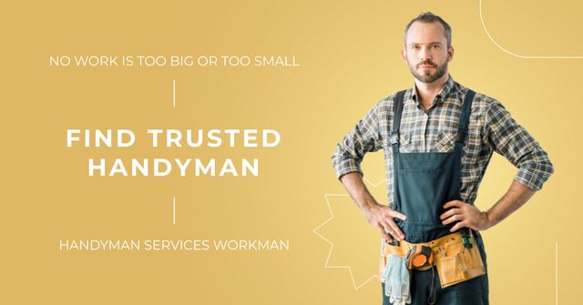 Designvorlage Professional Handyman Services With Equipment Offer für Facebook AD
