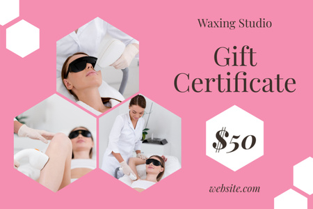 Gift Voucher for Laser Hair Removal in Pink Gift Certificate Design Template