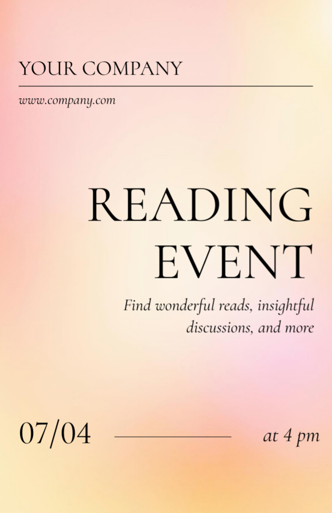 Reading Club Event With Discussion In Gradient Invitation 5.5x8.5in Tasarım Şablonu