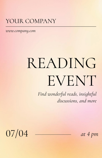 Reading Club Event With Discussion In Gradient Invitation 5.5x8.5in – шаблон для дизайна