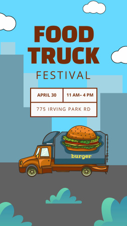 Food Truck Festival com Hambúrgueres Instagram Video Story Modelo de Design