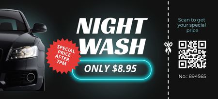 Special Offer of Night Car Wash Coupon 3.75x8.25in Design Template