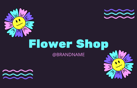 Flower Shop Deep Purple Business Card 85x55mm Design Template