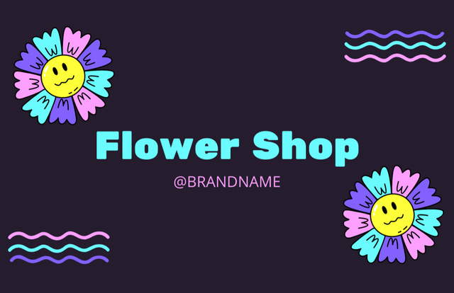 Flower Shop Deep Purple Business Card 85x55mm Design Template
