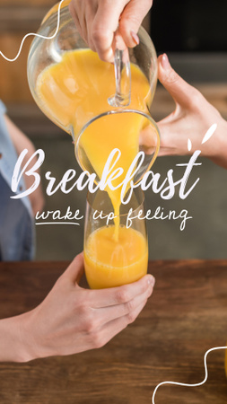 Ontwerpsjabloon van Instagram Story van jus d'orange voor het ontbijt