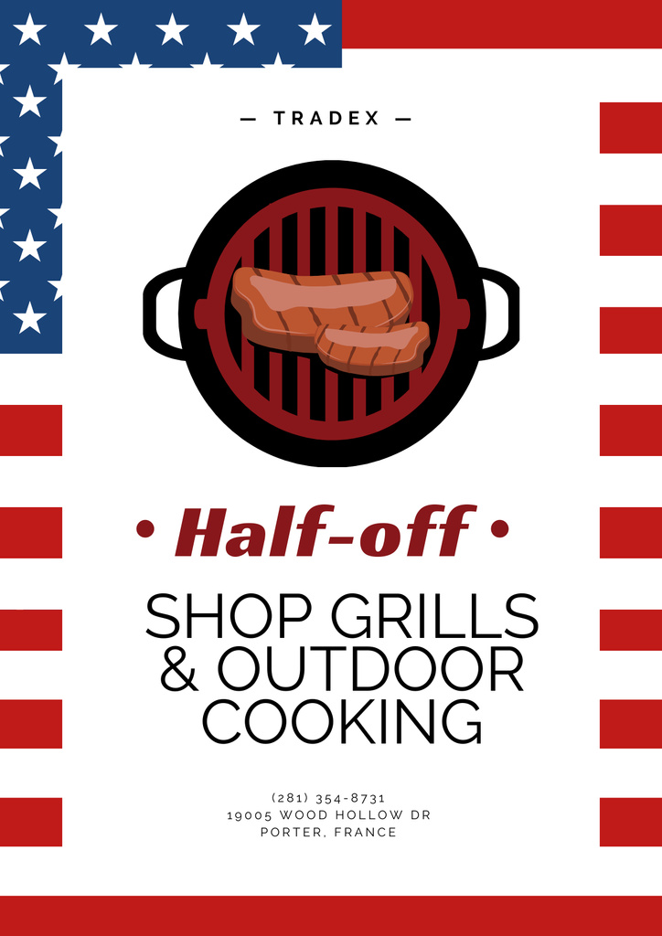 Memorial Day Celebration Announcement with Sausages Poster Design Template