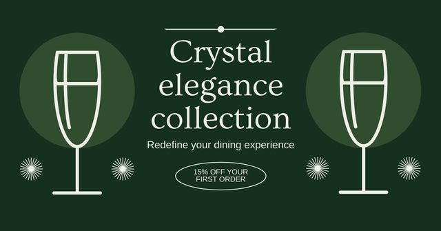 Plantilla de diseño de Crystal Elegant Collection of Glassware Facebook AD 