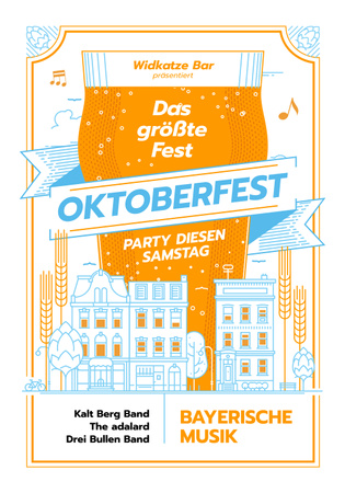 Oktoberfest Party Invitation with Giant Mug in City Poster 28x40in Design Template