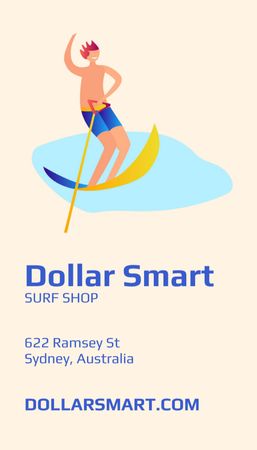 Platilla de diseño Surf Equipment Shop Emblem Business Card US Vertical