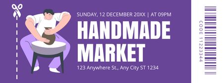 Handicraft Market Invitation on Purple Ticket Design Template