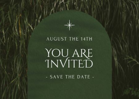 Wedding Announcement with Green Grass Card Design Template