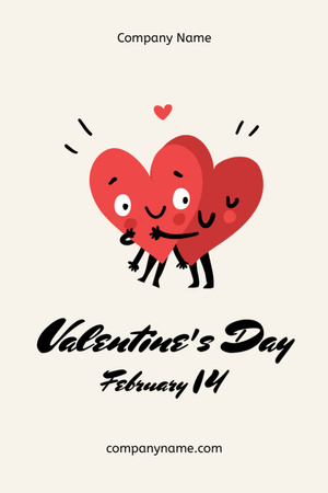 Ontwerpsjabloon van Postcard 4x6in Vertical van Valentine's Day Announcement with Cute Couple of Hearts