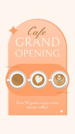Торжественное открытие кафе с бесплатным кофе для первых гостей Instagram Story – шаблон для дизайна