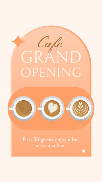 Cafe Grand Opening With Free Coffee For Fist Guests Instagram Story Tasarım Şablonu