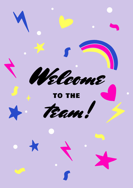 Bright Welcome With Rainbow And Stars Postcard A6 Vertical Design Template