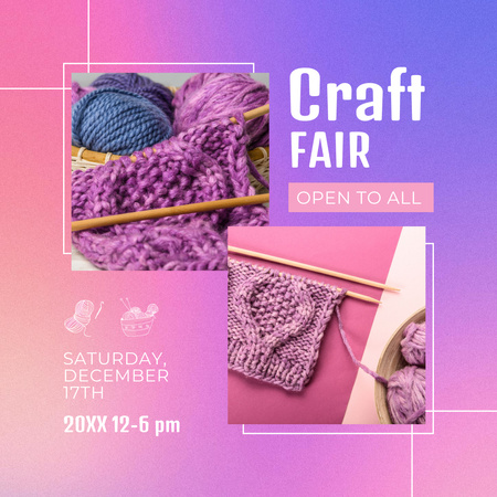 Craft Fair Announcement With Knitting Instagram Design Template