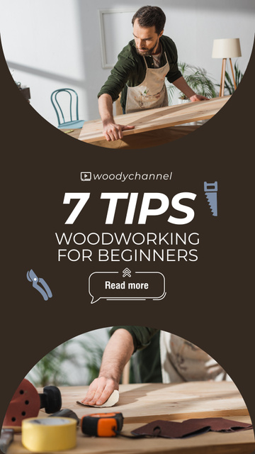 Designvorlage Woodworking Tips for Beginners für Instagram Video Story