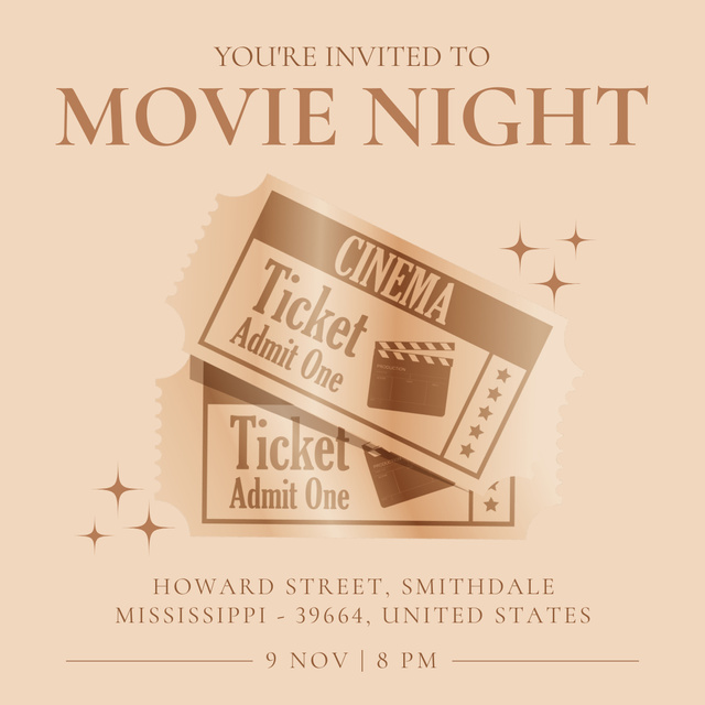 Movie Night Tickets Offer Instagram Πρότυπο σχεδίασης