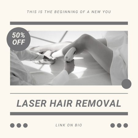 Black And White Laser Hair Removal Advertisement Instagram – шаблон для дизайну