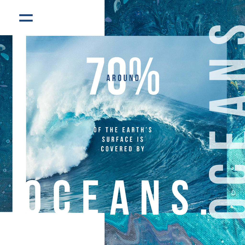 Ecology Concept with Blue water wave Instagram tervezősablon