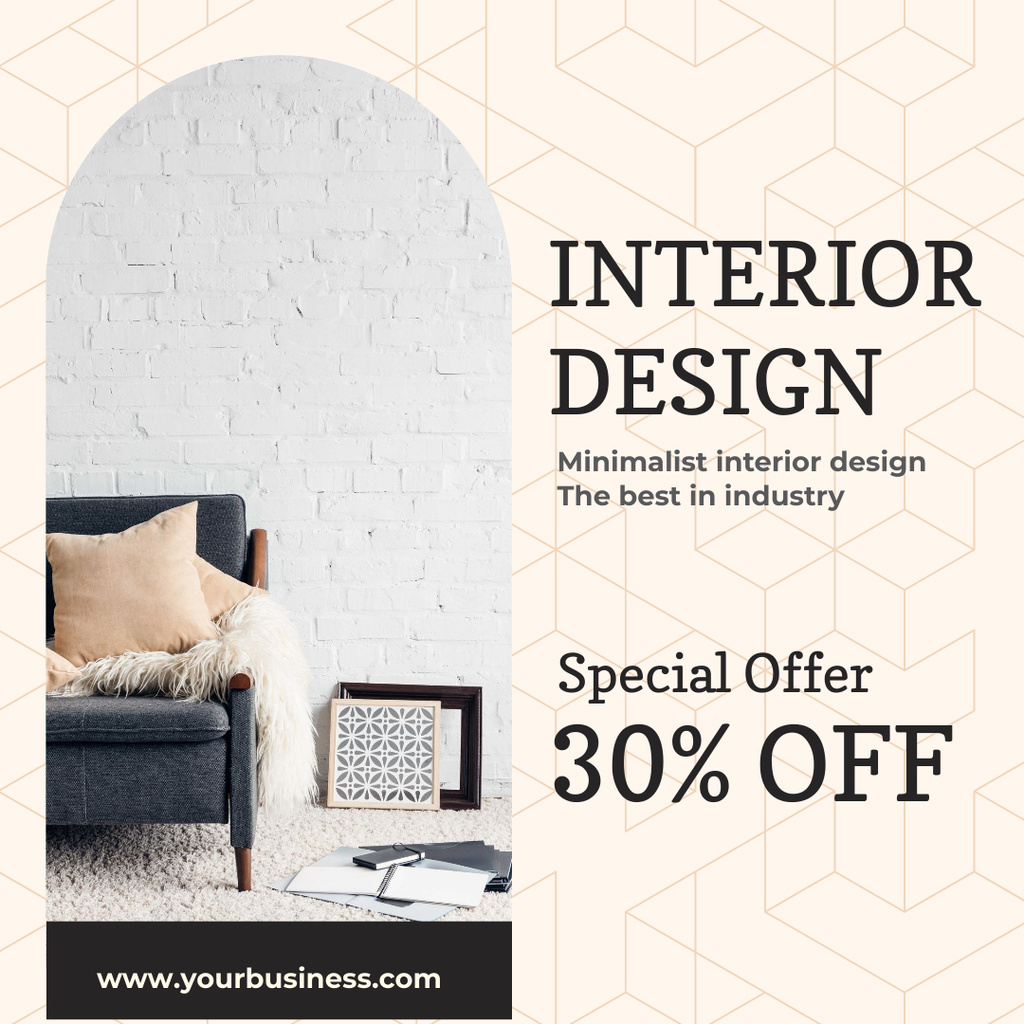 Designvorlage Interior Design Price Off für Instagram AD