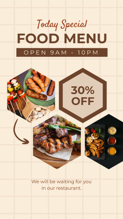 Special Food Meals At Reduced Price With Sauces Instagram Story Design Template
