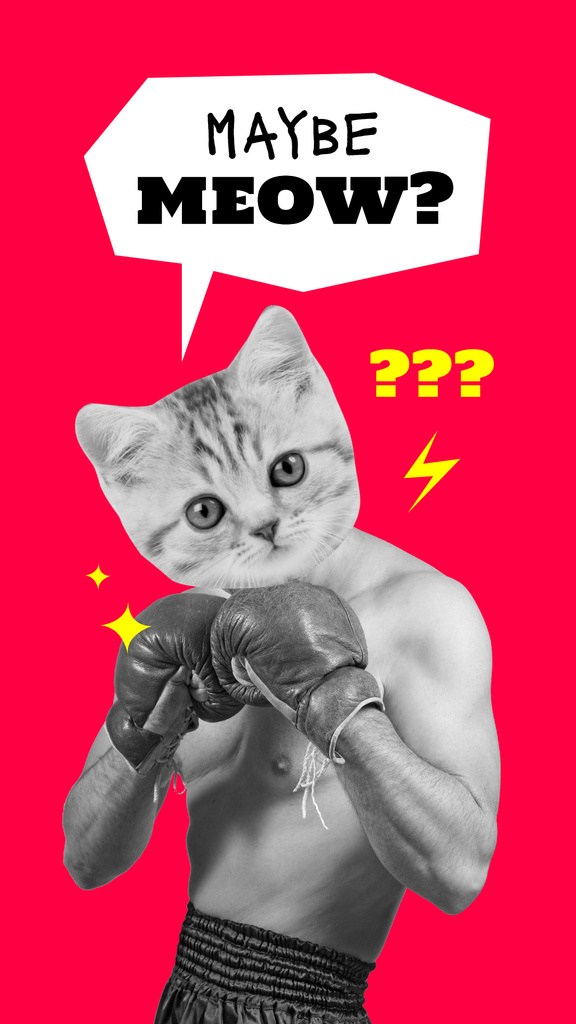 Funny Boxer with Cat's Head Instagram Story Design Template