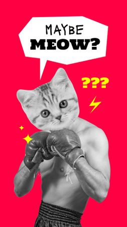 Funny Boxer with Cat's Head Instagram Story Šablona návrhu